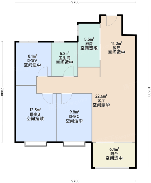 3室2厅1卫1厨