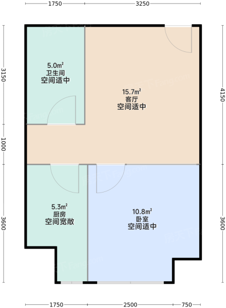 1室1厅1卫1厨