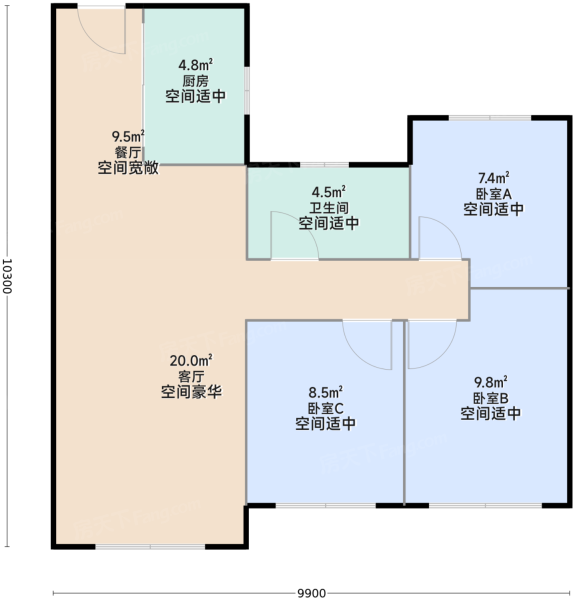 3室2厅1卫1厨