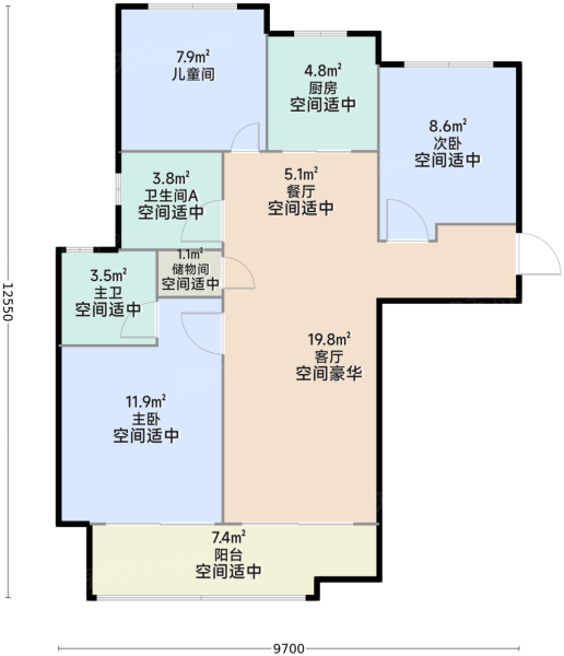 3室2厅2卫1厨